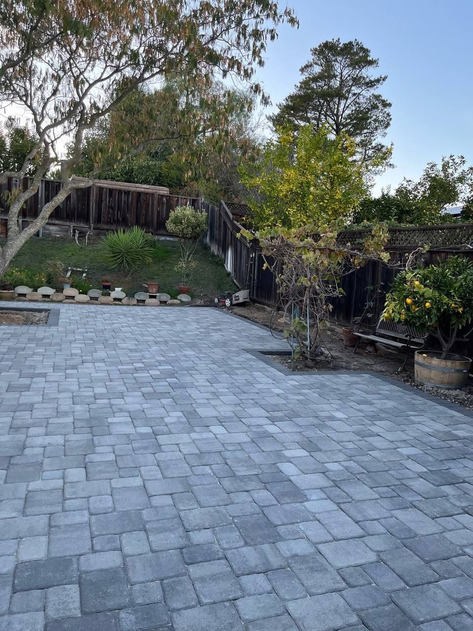 Large backyard paver installation